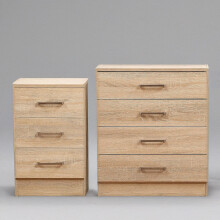 2 Piece Furniture set - Sonoma Oak Coloured 4 Drawer Chest and Bedside