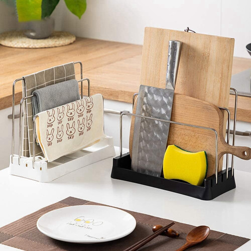 Cutting Boards Holder, Organizer Pantry Rack Bakeware Holder Chopping Board Kitchen Countertop Storage Black 2