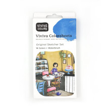 Viviva Coloursheets Original Sketcher Set 16 Vibrant Watercolours + Waterbrush for Outdoor and Travel (VV276001)