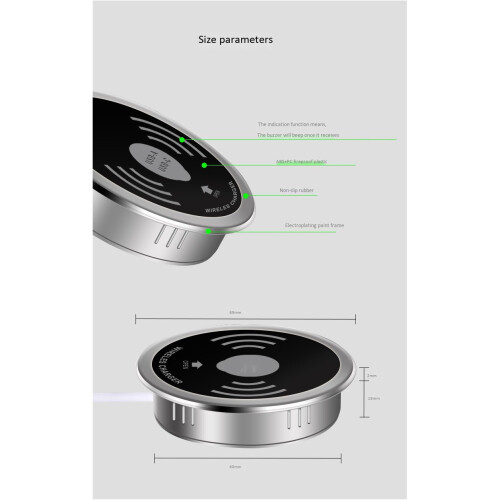 Built in Desktop Device Fast Wireless Charger 15W Quick 3.0 Embedded Caricabatter Type-C Chargeur 2