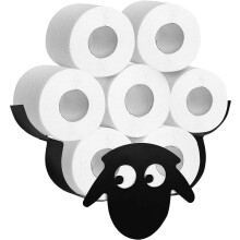 Trintion Sheep Toilet Roll Holder Black Toilet Roll Holder Wall Mounted for Bathroom Metal Toilet Roll Storage Holds Up To 7 Rolls Toilet Paper Holder