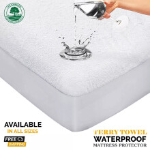 (King: 150cm x 200cm) Waterproof Mattress Protector Single Double King Super King Size Bed Cover Extra Deep 30CM Terry Towel Mattress Cover