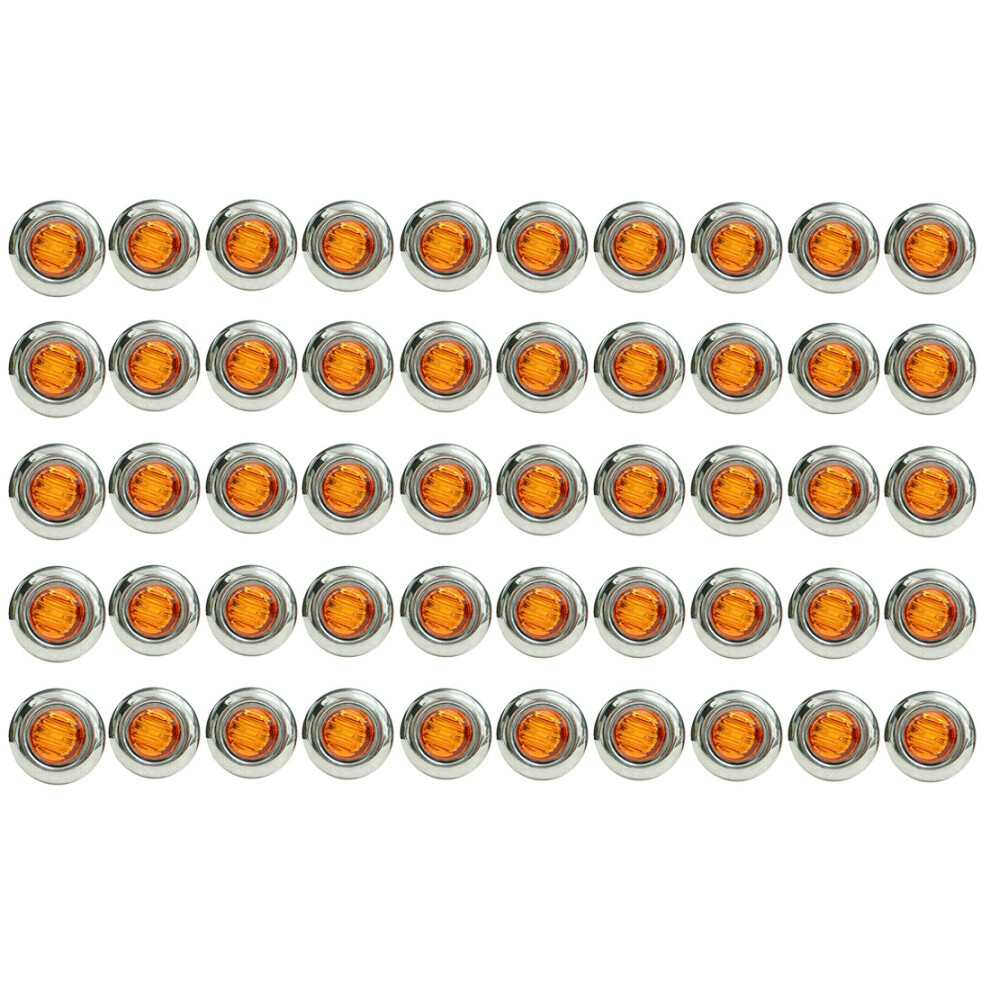 50Pcs 3/4 Inch 3 Led Mini Round Trailer Side Marker Indicator Lights Universal For Trucks Boat Pickup Caravan Rv Yellow 4852257105863