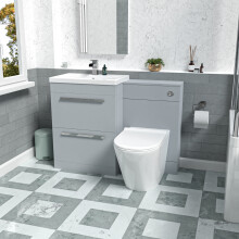 Nes Home 600mm Matte Grey Vanity Unit with 2 Drawers and Back To Wall Toilet