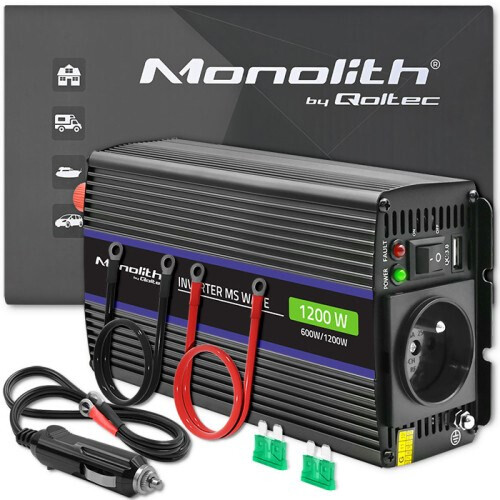 Qoltec Monolith 1200 MS Wave-spændingsomformer | 12V til 230V | 600/1200W | USB