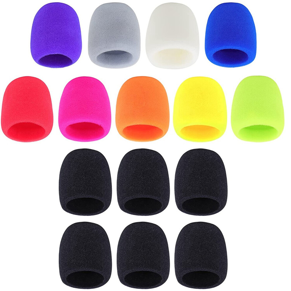Lot de 15 housses de microphone en mousse colorée, pare-brise épais pour scène, pour DJ karaoké