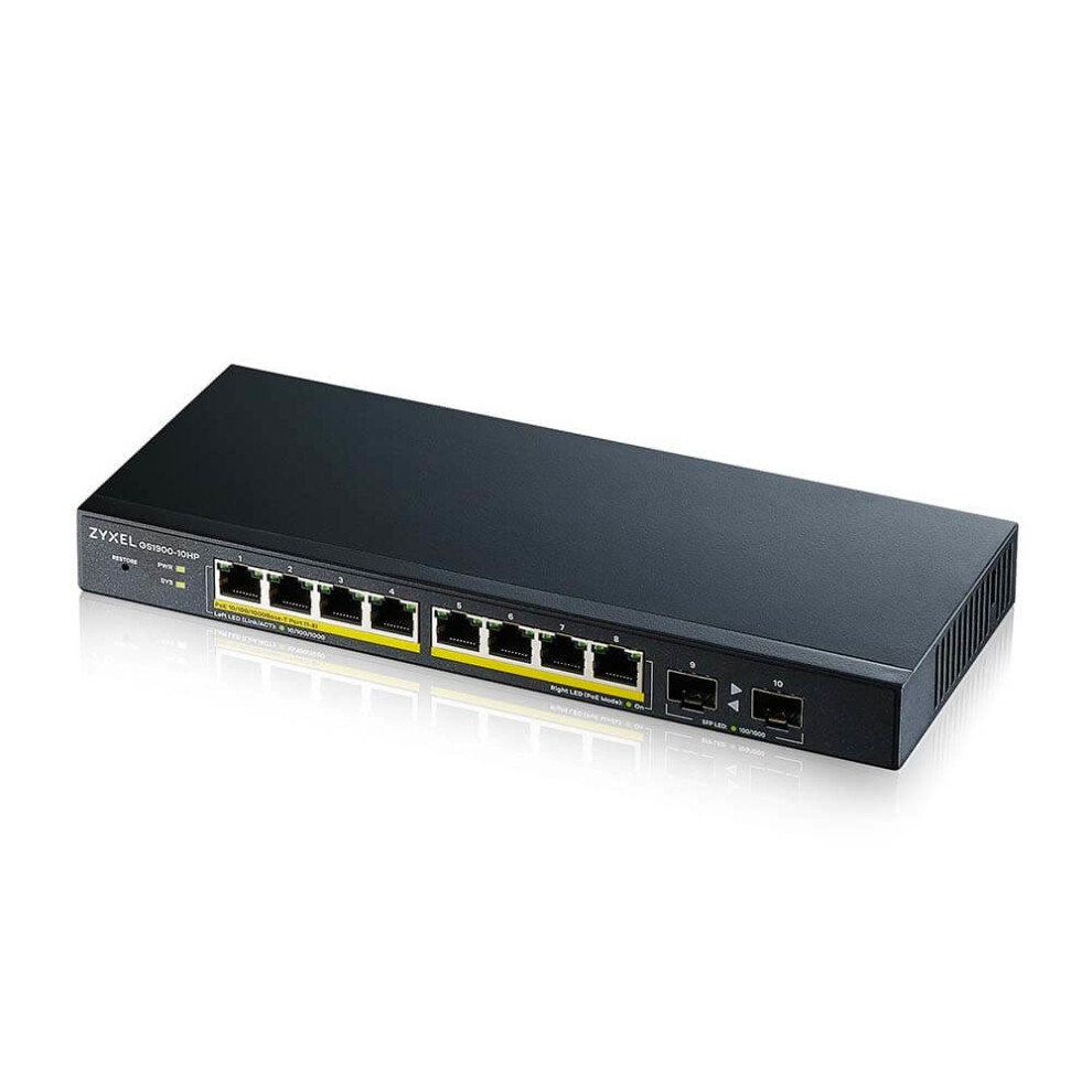 Zyxel Gs1900-10Hp Managed L2 Gigabit Ethernet (10/100/1000) Power Over Ethernet (Poe) Black 4718937621200