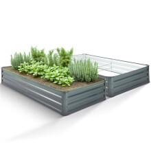 AREBOS metal raised bed 2 x 180x90x30 cm | galvanised steel | weatherproof & rustproof planting bed | rectangular vegetable bed for garden & patio