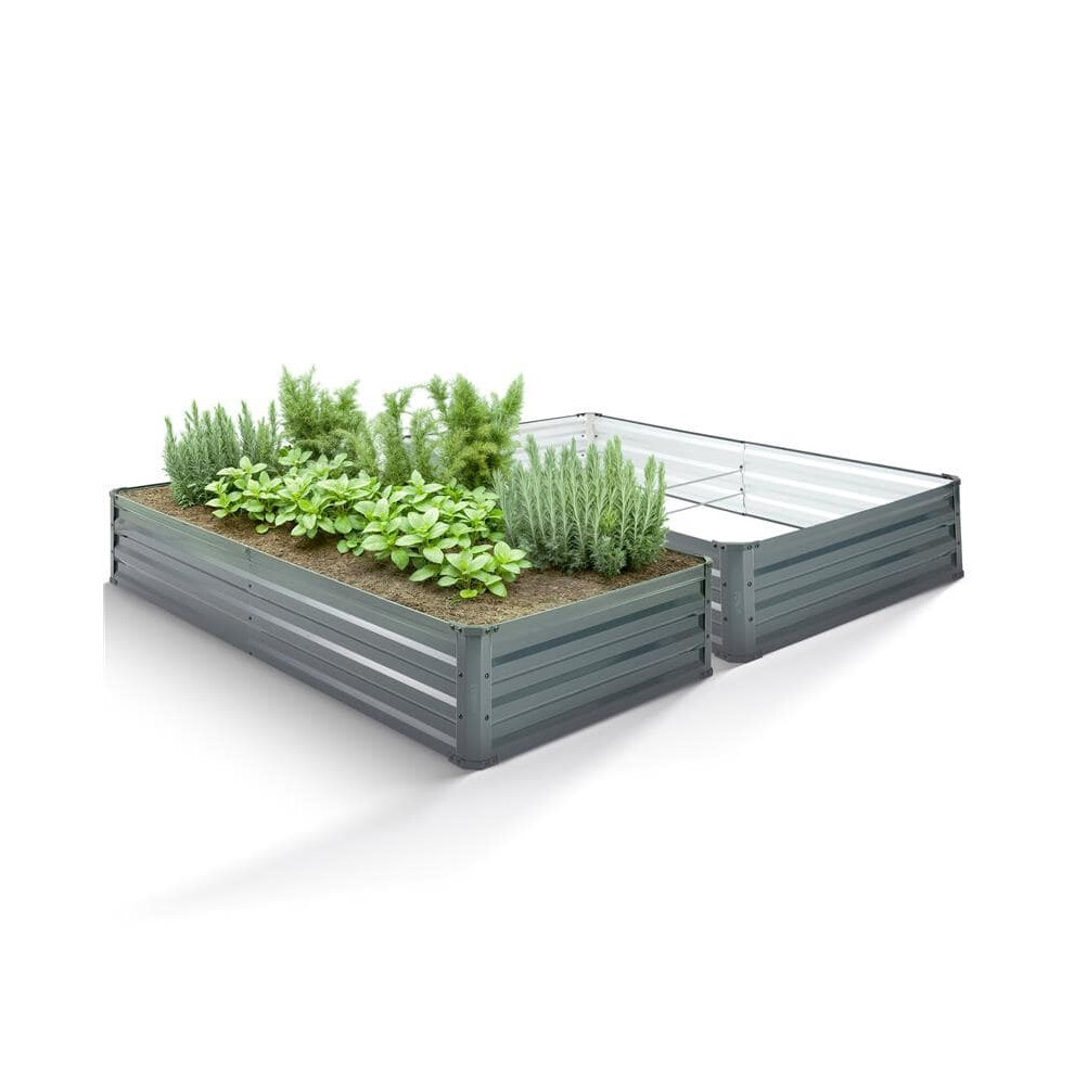 AREBOS metal raised bed 2 x 180x90x30 cm | galvanised steel | weatherproof & rustproof planting bed | rectangular vegetable bed for garden & patio