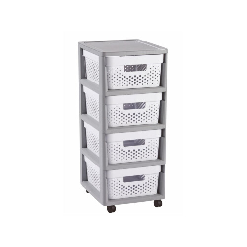 Curver CURVER Graues Regal, Schrank, 4 Schubladen, 4X11 L