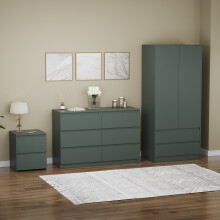 (Jasper Green) Denver 3 Piece Bedroom Set Wooden Chest Wardrobe 4