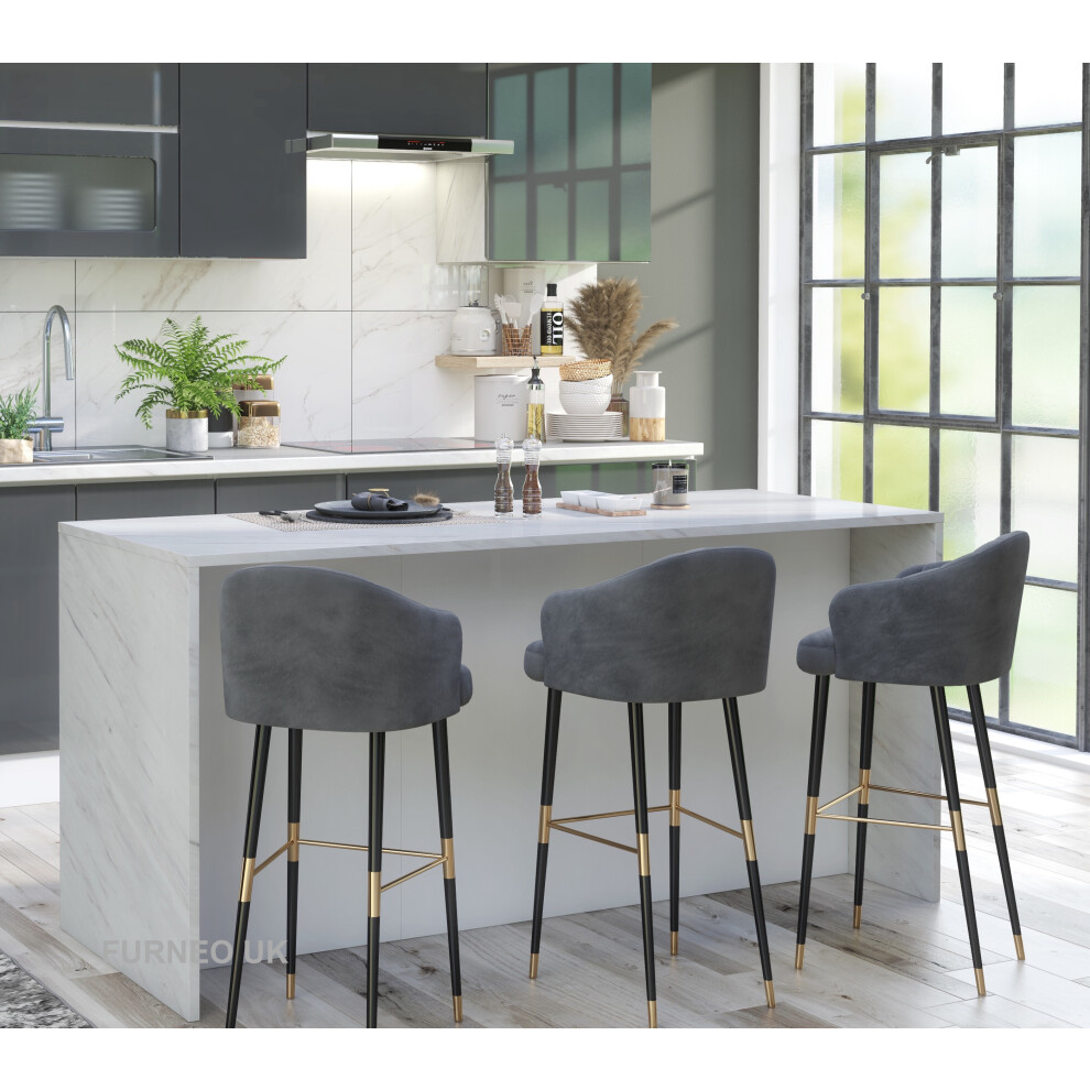 Kitchen Island Modern Breakfast Bar Cupboard White Marble Grey Stone Effect KI06