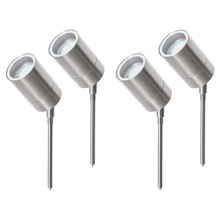 Litecraft Kenn Spike Outdoor Spotlights In Stainless Steel - 4 Pack