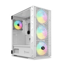 Computerbehuizing - SAVIO - RAPTOR WHITE X1 - ARGB Glas - Mesh - Wit