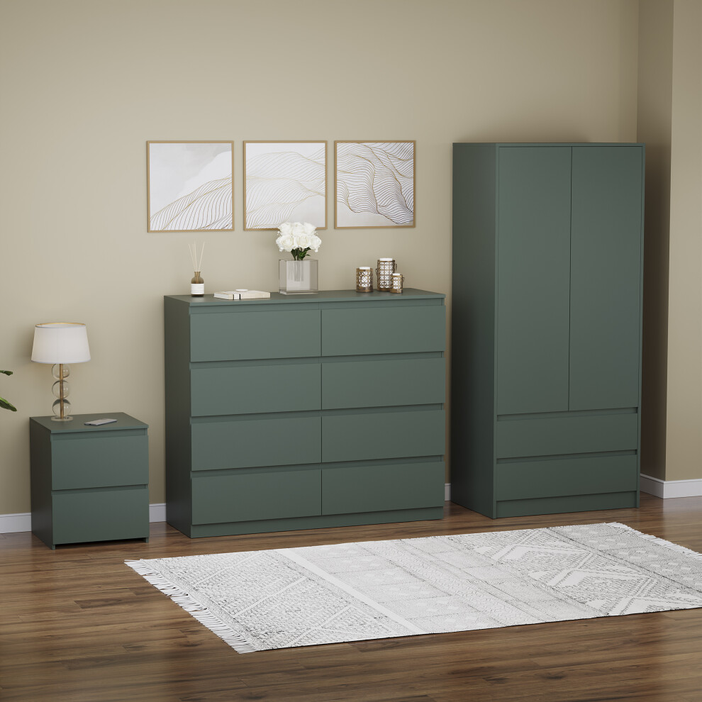 (Jasper Green) Denver 3 Piece Bedroom Set Chest Wardrobe 5