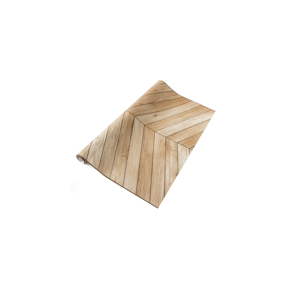 (15M) Dc Fix Chevron Natural Sticky Back Plastic Vinyl Wrap Film (67.5Cm Wide)