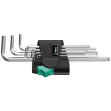 Wera 950 PKL/9 SM N 6 llaves Allen con ángulo interior Juego de llaves macho 1.5 mm, 2 mm, 2.5 mm, 3 mm, 4 mm, 5 mm, 6 mm, 8 mm, 10 mm