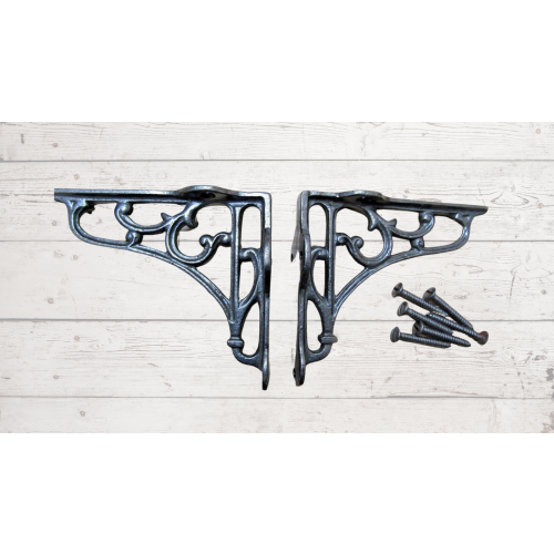 Victorian Scroll shelf Bracket Antique iron 3" -Pair 2