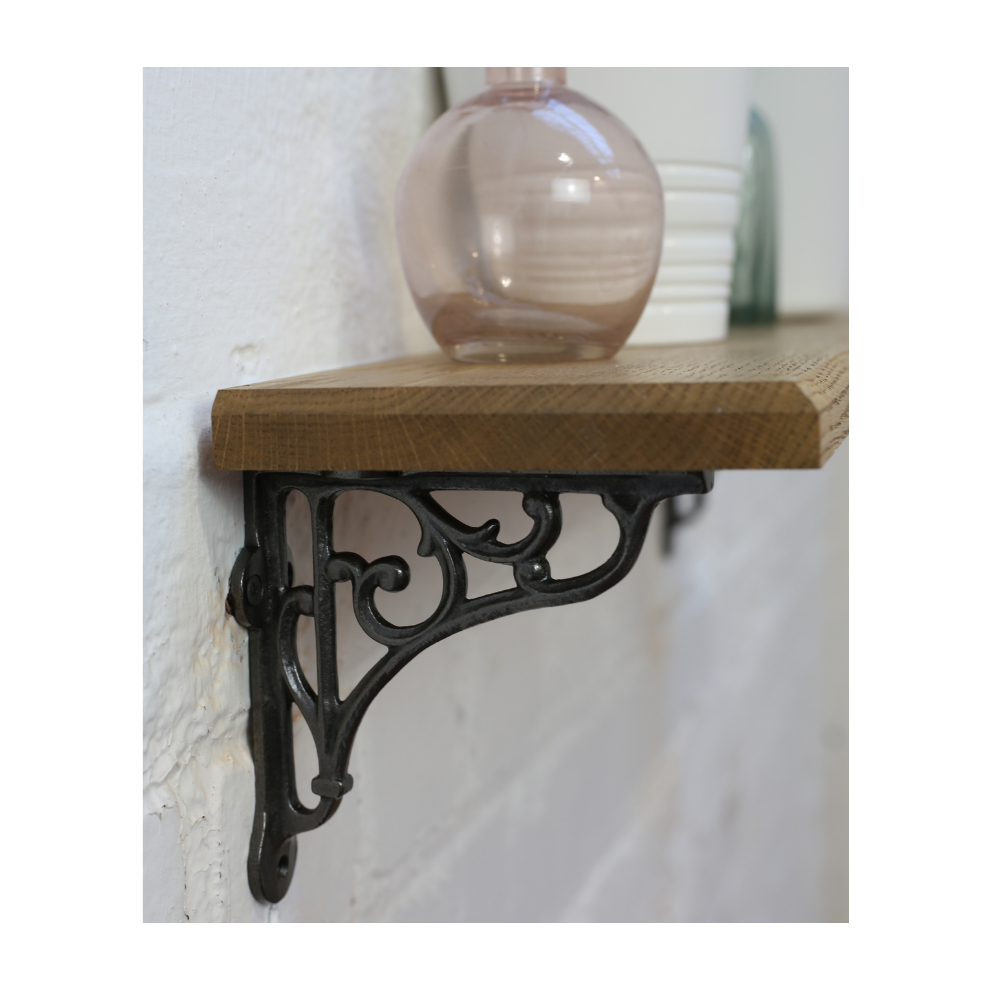 Ironmongery World Victorian Scroll Shelf Bracket Antique Iron 3" -Pair