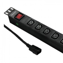 Qoltec Meervoudige Stekkerdoos voor 19-inch RACK, 1U, 10A, PDU, CB, 8xIEC C13, 2m - 53998
