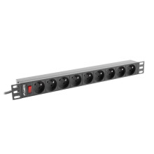 Lanberg strømskinne til RACK 1U 16A PDU 19" 9x PL 3m sort