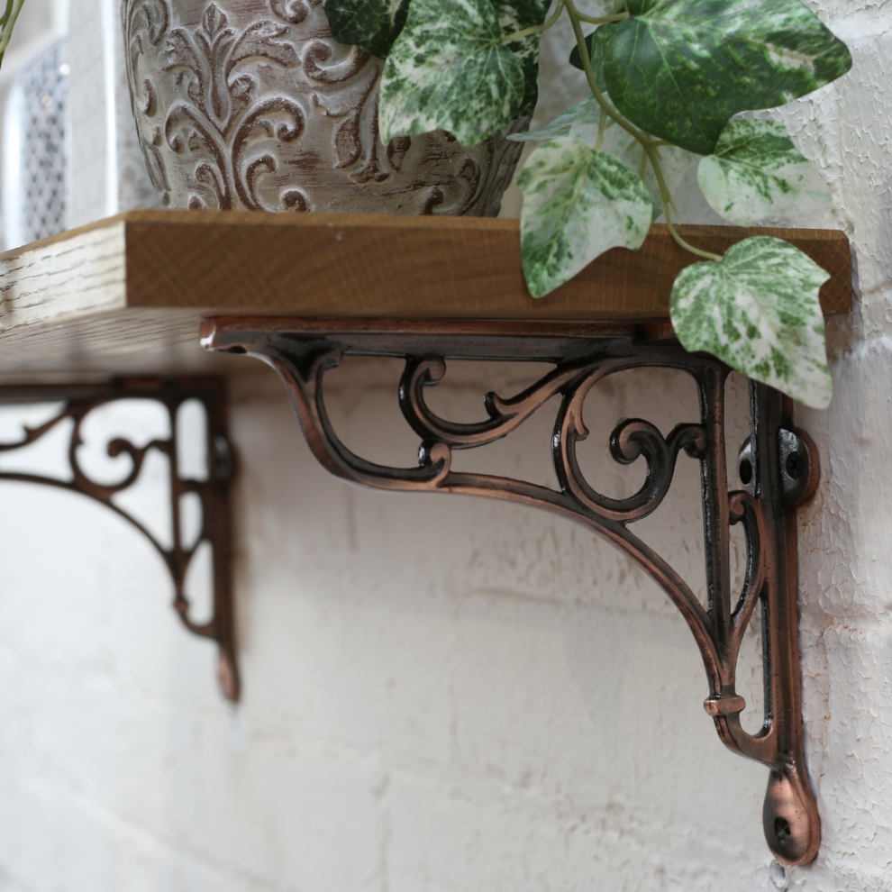 Victorian Scroll Shelf Brackets Antique Copper 4"- Pair 5057067933647