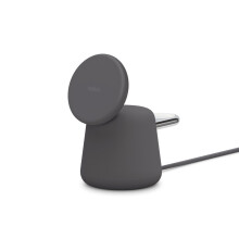 Station de chargement - MagSafe - 2-en-1 - Charge rapide - Recharge AirPods - Gris/Noir