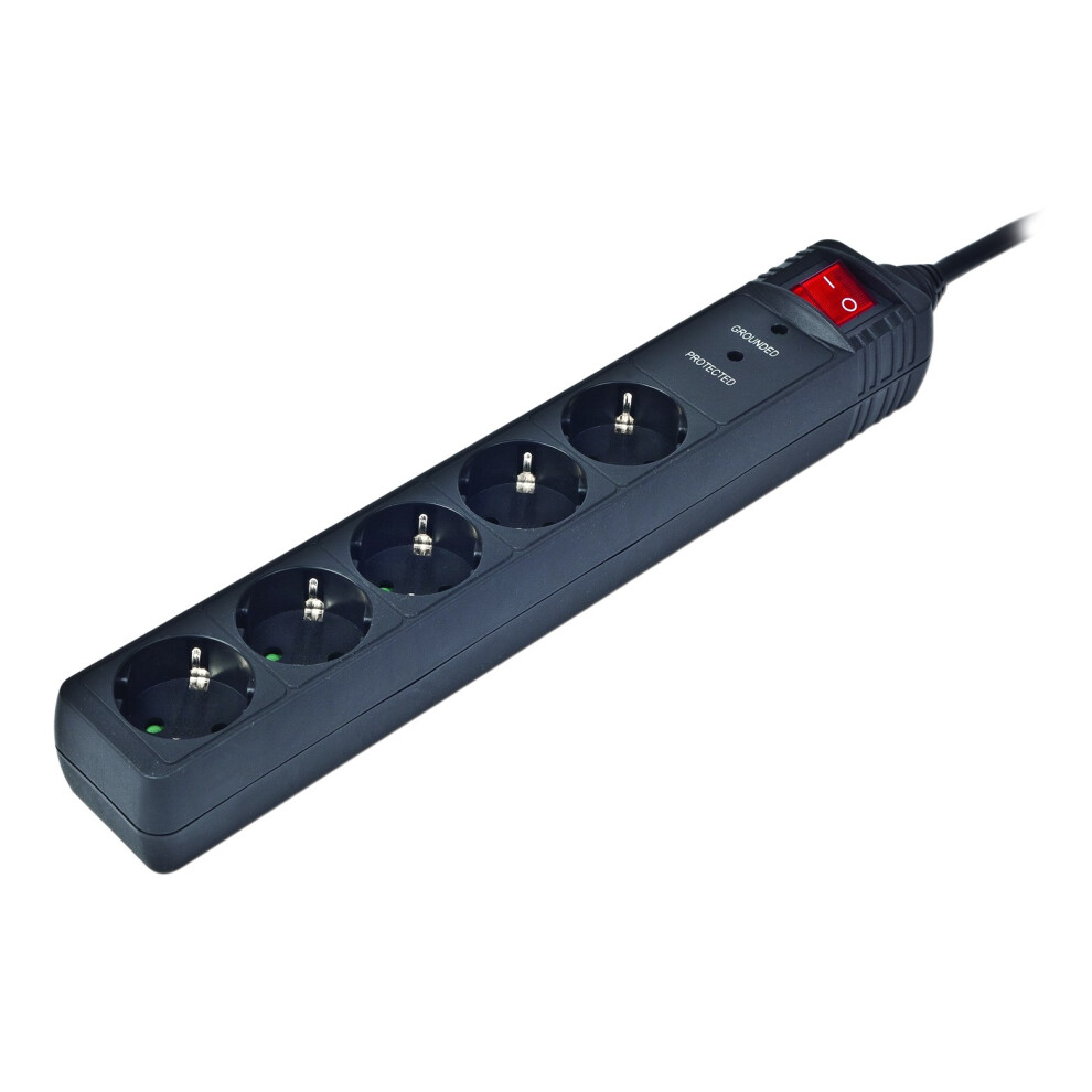 Gembird Spg5-C-10 Surge Protector Black 5 Ac Outlet(S) 250 V 3 M 8716309065504