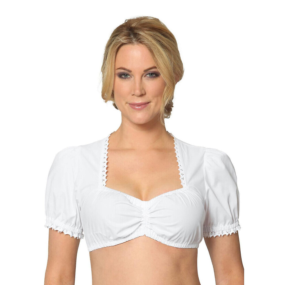 (Blanc perle - S) Chemisier élégant Dirndl Oktoberfest pour femme Chemisier Dirndl noir Chemisier en