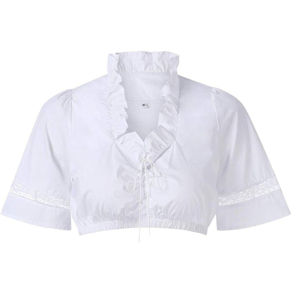 (Blanc mat -M) Chemisier élégant Dirndl Oktoberfest pour femme Chemisier Dirndl noir Chemisier en dentelle