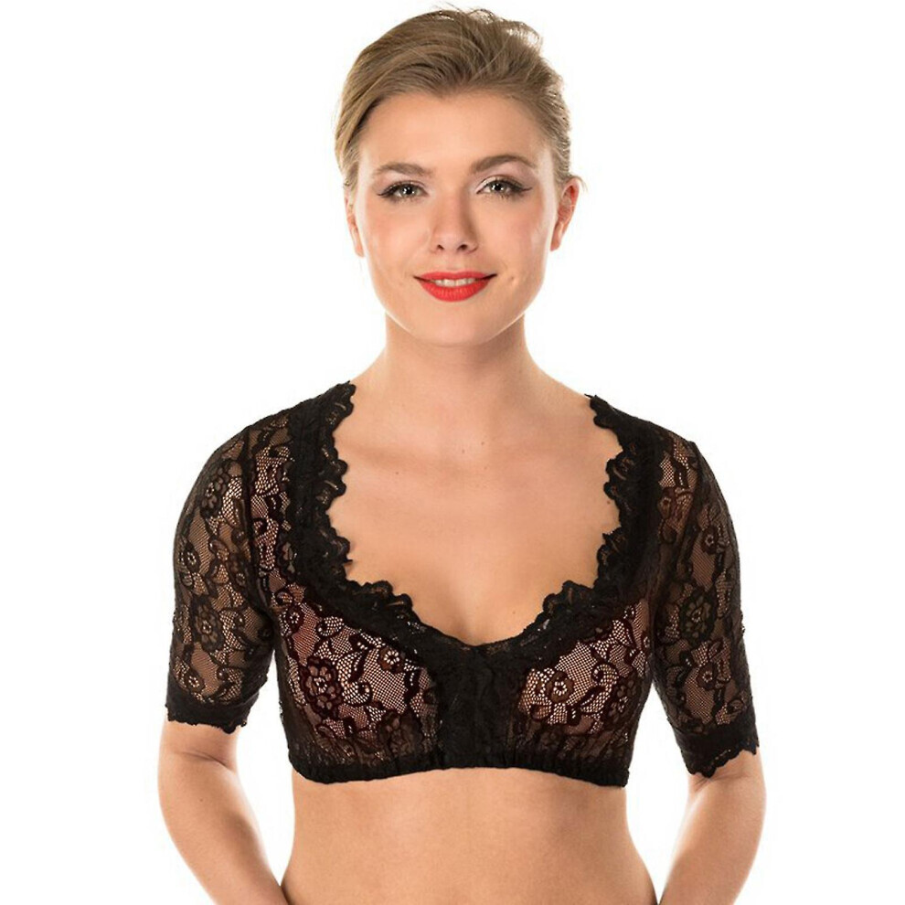(Noir - L) Chemisier élégant Dirndl pour femme Oktoberfest Chemisier Dirndl noir Chemisier en dentelle