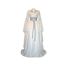 (Wit -XL) Dames Halloween Renaissance Middeleeuws Maxi Jurk Gotisch Cosplay Kostuum