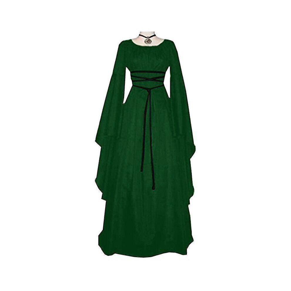 (Vert -XL) Robe longue médiévale Renaissance pour femme, costume de cosplay gothique