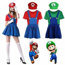 (Rood-L) Mario en Luigi kostuum voor dames B