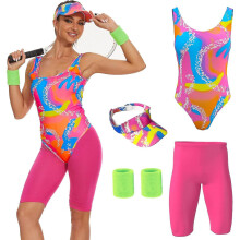 80s workoutkostuum voor vrouwen Halloween Cosplay Koppelsoutfits Badkleding Pak 80s 90s workoutkostuum
