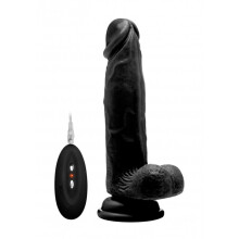 Real Rock - Trillende penis en ballen 8 inch - Zwart