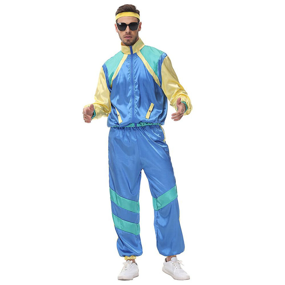 (Hommes - XL) Costume rétro années 80/90 pour femmes et hommes, ensemble de survêtement hip-hop, tenue