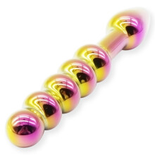 (Goud -1) 18 cm mooie glazen anale kralen dildo buttplug met dubbele uiteinden