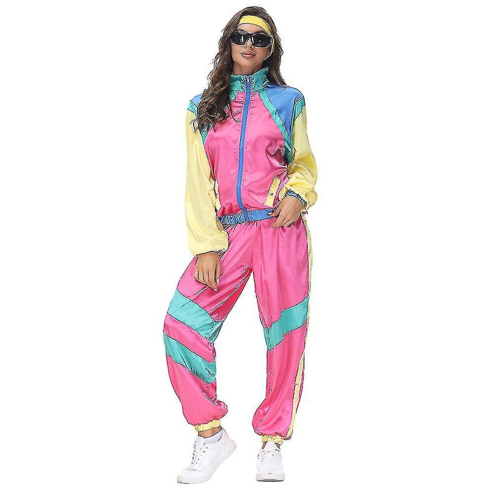 (Femmes -XL) Costume rétro années 80-90 pour femmes et hommes, ensemble de survêtement hip-hop, tenue