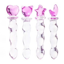 (Set van alle 4 (bespaar $ 40) - Roze), Roze) Glazen dildo seksspeeltje voor vrouwen