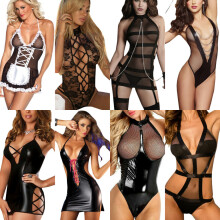 Sexy Lingerie Leer Cosplay Uniform Dienstmeisjesjurk Clubwear Kostuums Outfit Dames-zoals op de foto-L