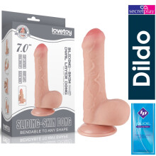 LoveToy 7'' glijdende huid dildo realistisch met testikelbal zuigkracht