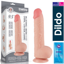 LoveToy 9,5'' glijdende huid dildo realistisch met testikelbal