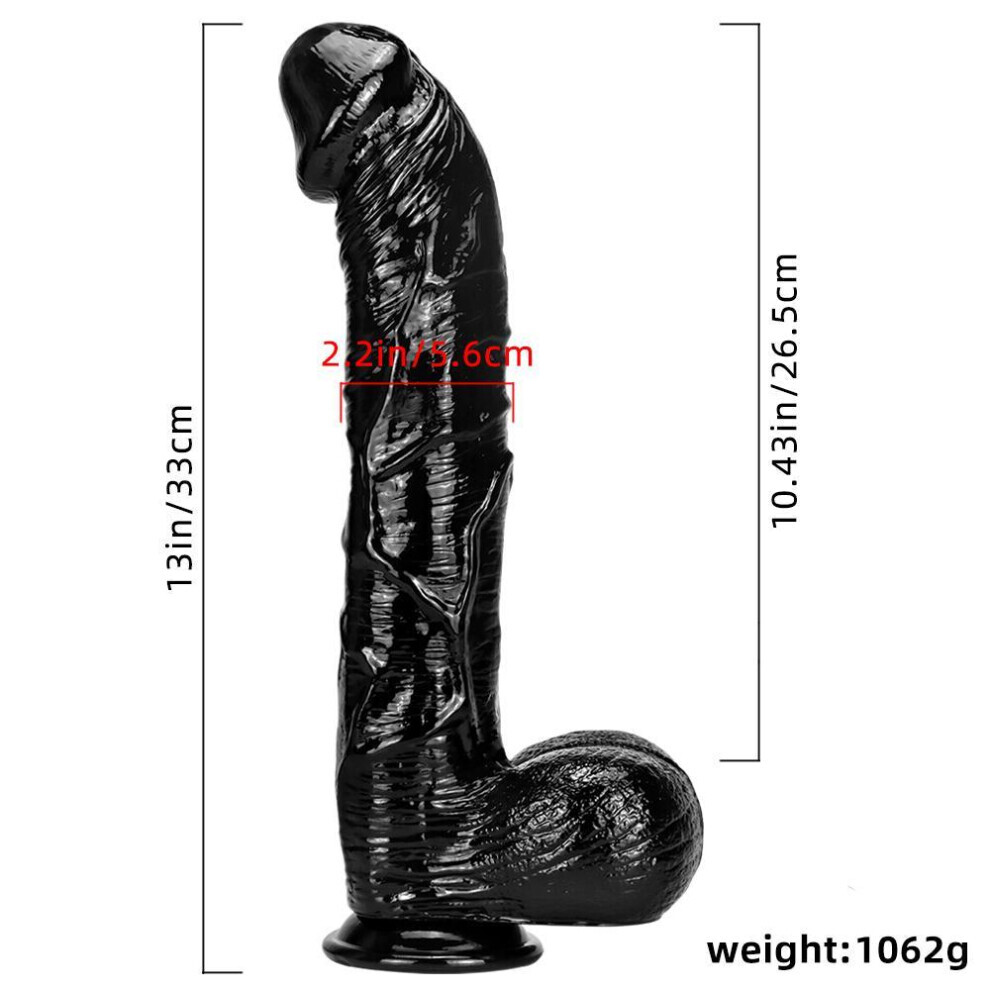 (noir -33cm) Sucker Gros Gode Noir Plug Anal Fisting Pénis Réaliste Sangle Sur Dick Sex Toys Femmes