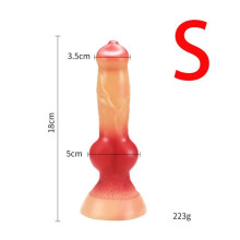 (rood -S) Enorme realistische wolfhond knoop dildo speeltje S/m/l/xl/xxl Zacht enorm dier grote penis