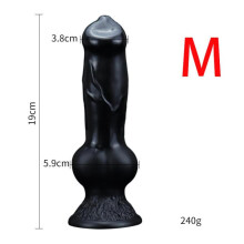 (zwart -M) Enorme realistische wolfhond knoop dildo speeltje S/m/l/xl/xxl Zacht enorm dier grote penis