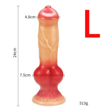 (rood -L) Enorme realistische wolfhond knoop dildo speeltje S/m/l/xl/xxl Zacht enorm dier grote penis