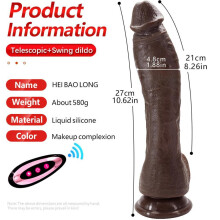 Zwarte Tyrannosaurus vloeibare siliconen elektrische fallus simulatie dildo seksproducten voor volwassenen