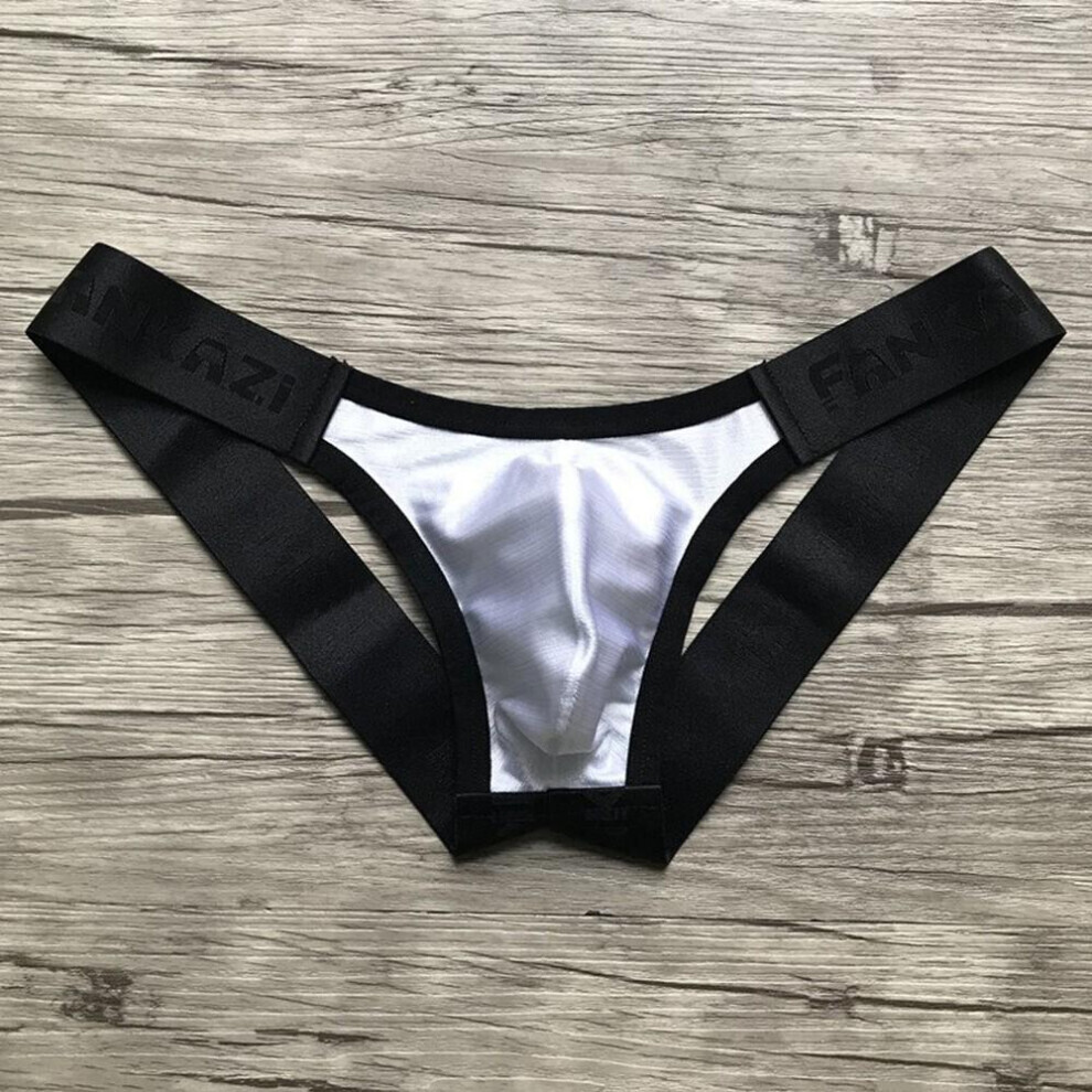 (blanc -M) Slip de bikini bombé taille basse pour homme, dos ouvert