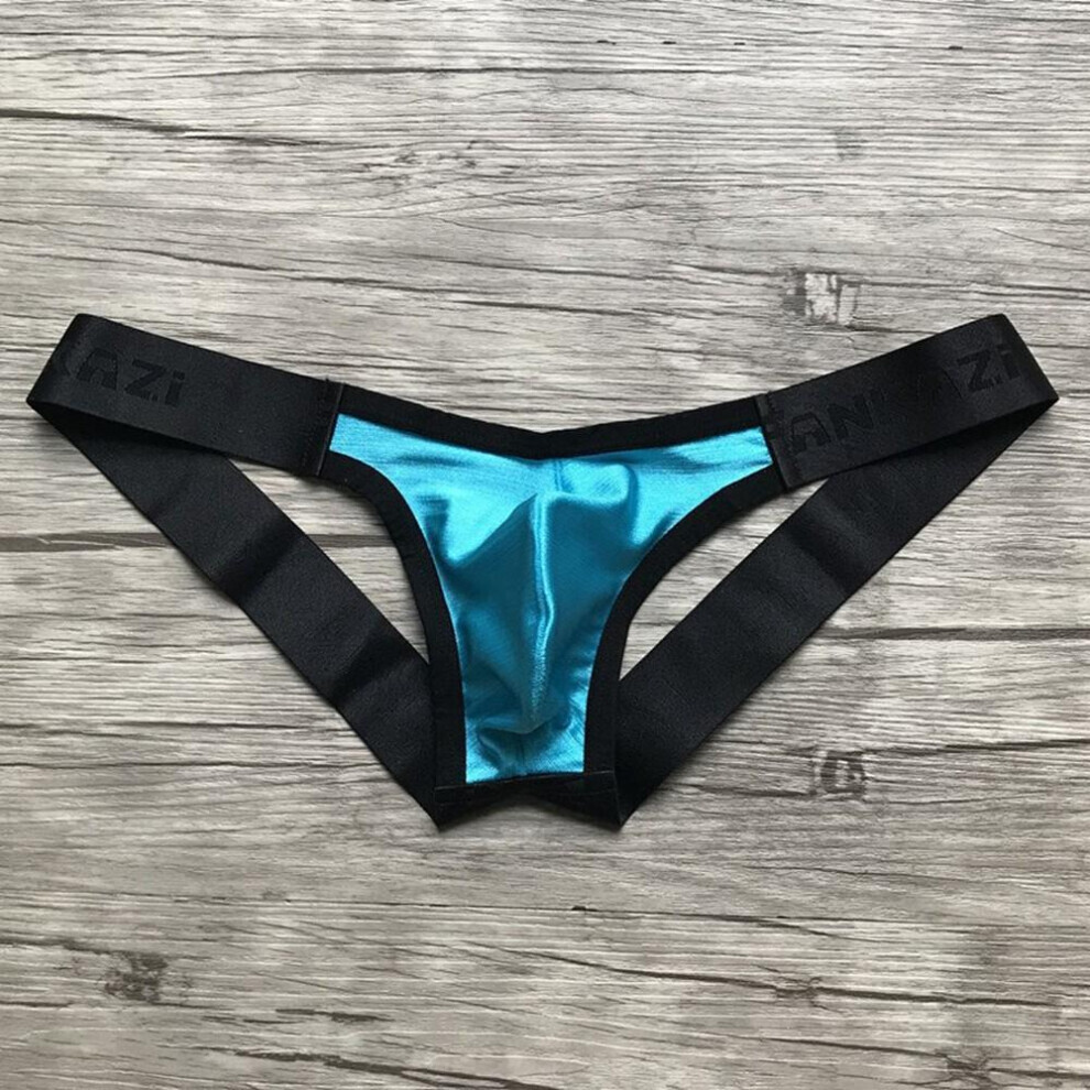 (bleu -M) Slip de bikini bombé taille basse pour homme, dos ouvert